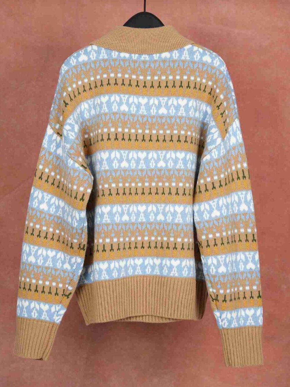AMI Fair Isle Christmas Polo Knit Sweater Unisex Couple - Picture 8 of 8